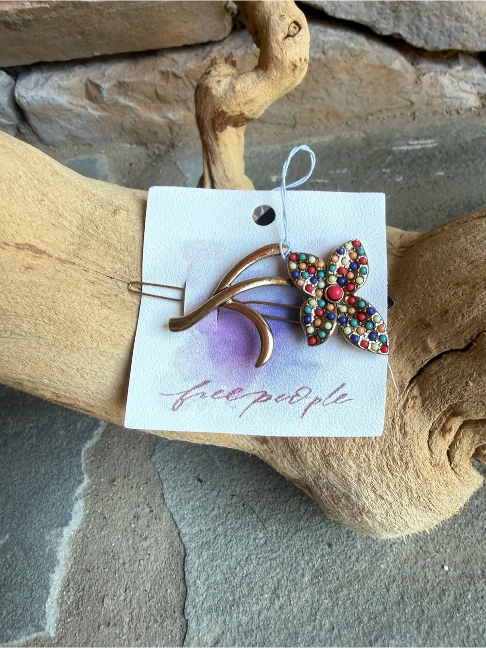 New🌟Free People Multicolor Beaded Butterfly Hair Clip